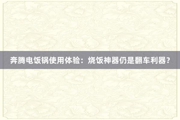 奔腾电饭锅使用体验：烧饭神器仍是翻车利器？